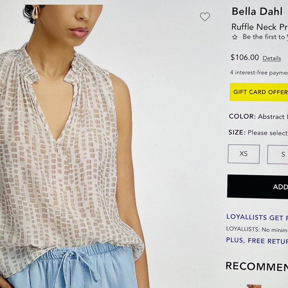 Bella Dahl Ruffle Neck Stripe Blue/White Tank Top Sleeveless Sz L - Picture 12 of 12
